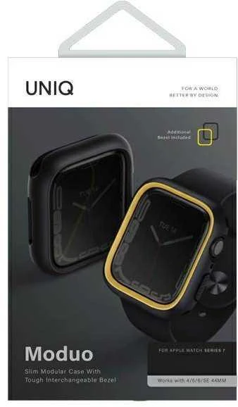 Uniq Išmaniojo laikrodžio Apple Watch 4/5/6/7/8/SE ekrano rėmelis, Juodos spalvos, 44/45mm