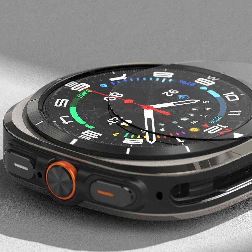 Dėklas + apsauginis stiklas Samsung Galaxy Watch Ultra (47mm) Ringke Slim Titanium juodos spalvos
