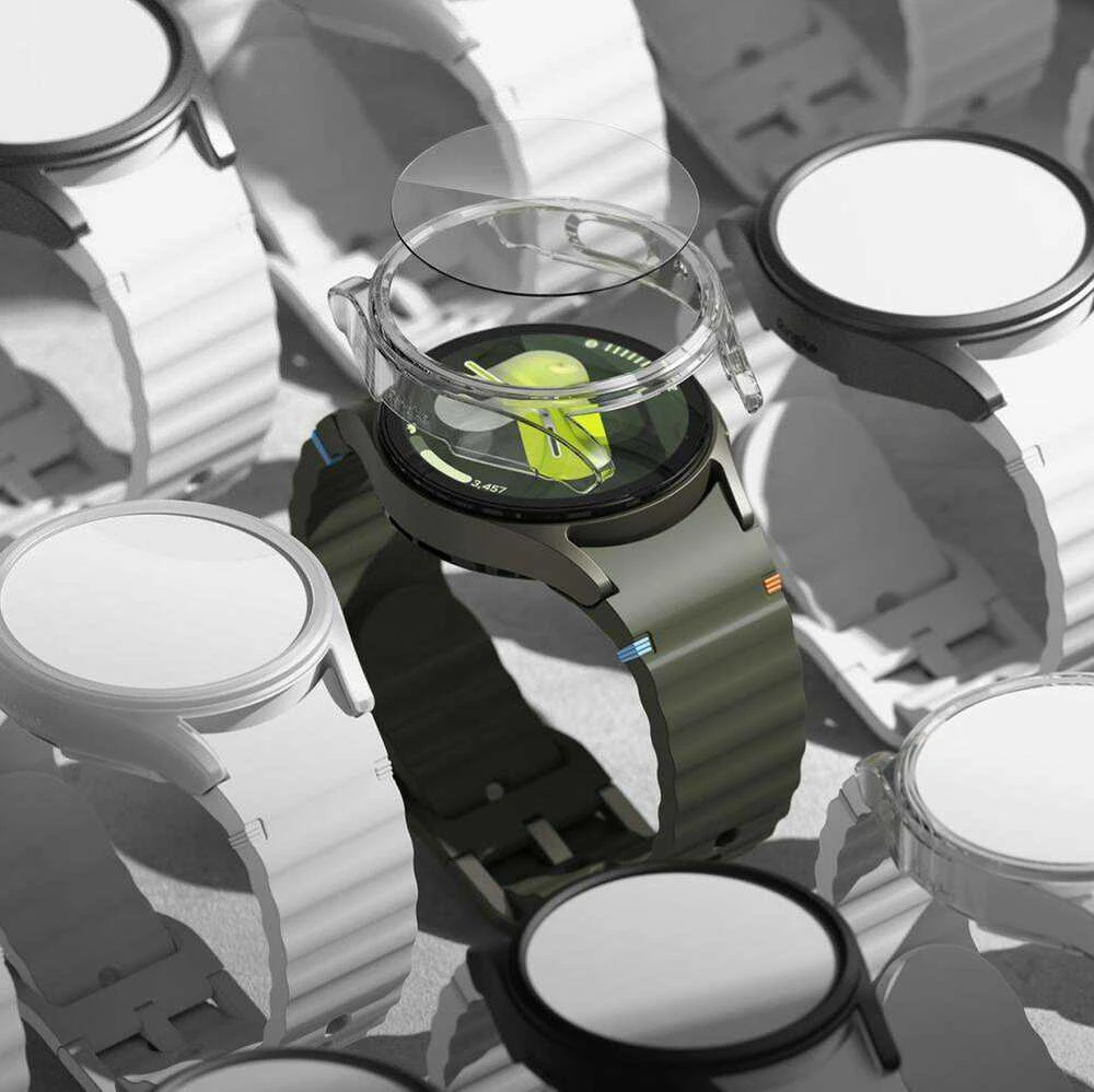 Dėklas + apsauginis stiklas Samsung Galaxy Watch 7 (44 mm) Ringke Slim Titanium juodos spalvos