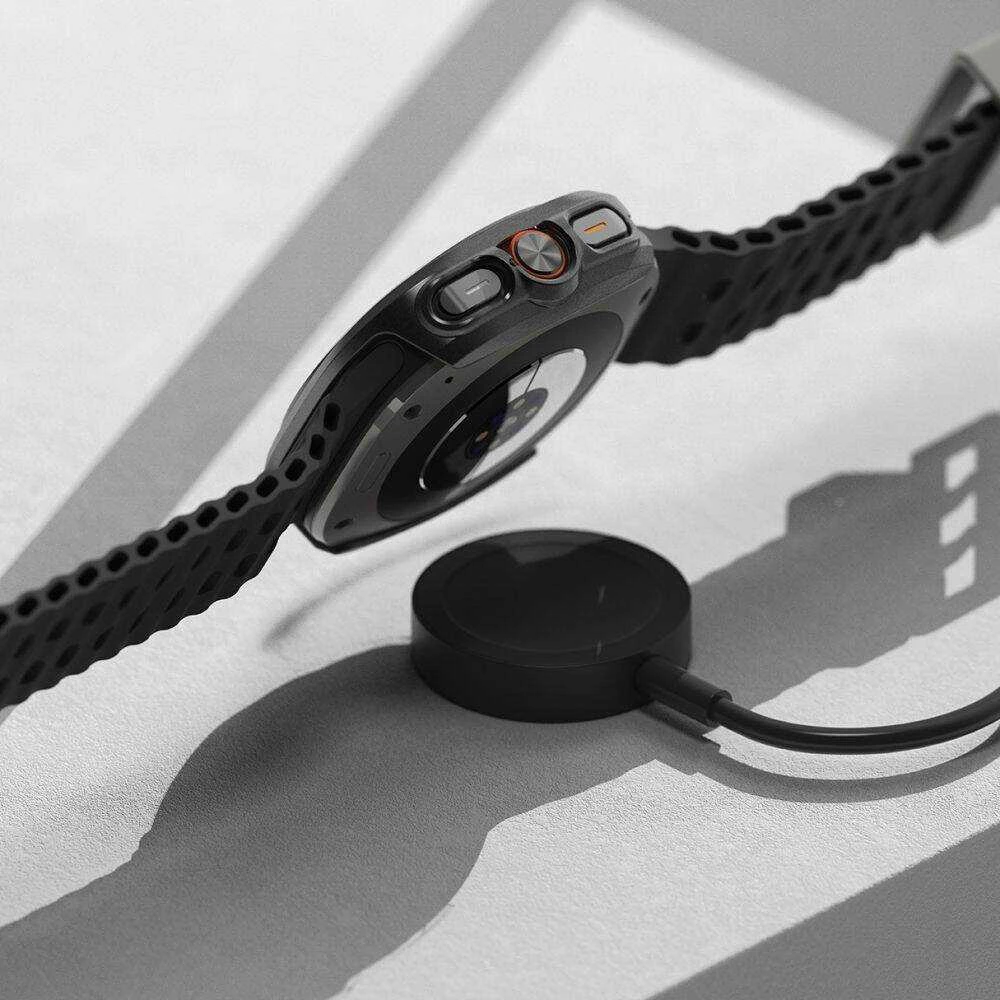 Dėklas + apsauginis stiklas Samsung Galaxy Watch Ultra (47mm) Ringke Slim Titanium juodos spalvos