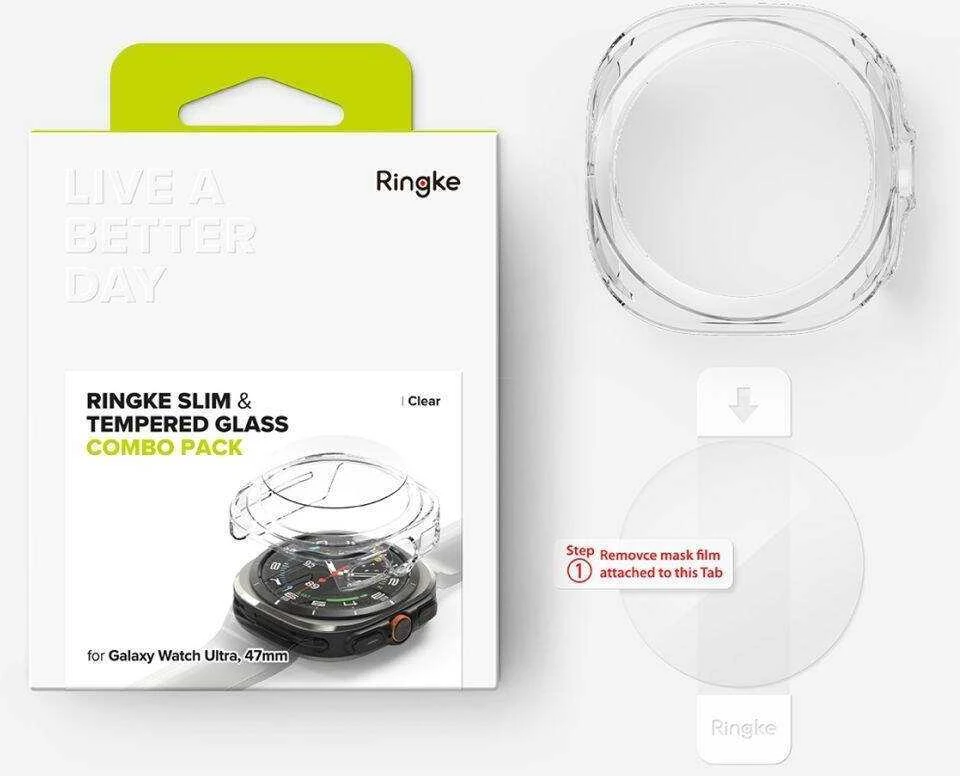Dėklas + Apsauginis stiklas Samsung Galaxy Watch Ultra (47mm) Ringke Slim & Tempered Glass Clear transparent