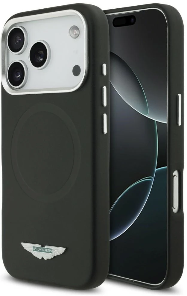 Dėklas Aston Martin HC FW Logo MagSafe iPhone 17 Pro juodos spalvos