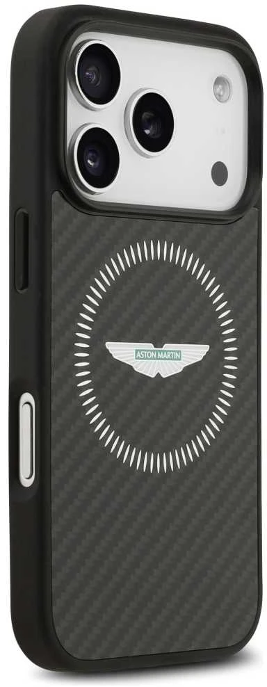 Dėklas Aston Martin HC Kevlar Counter Design MagSafe skirtas Apple iPhone 17 Pro juodos spalvos