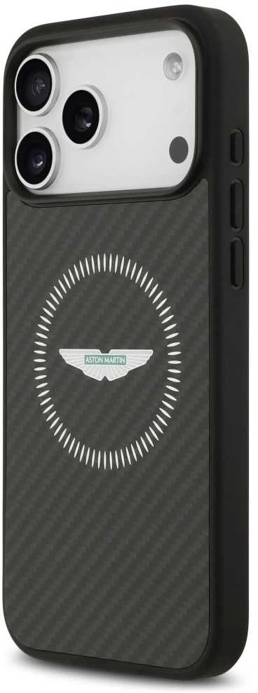 Dėklas Aston Martin HC Kevlar Counter Design MagSafe skirtas Apple iPhone 17 Pro Max juodos spalvos