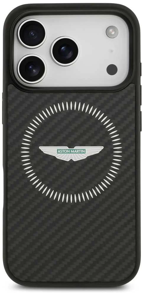 Dėklas Aston Martin HC Kevlar Counter Design MagSafe skirtas Apple iPhone 17 Pro juodos spalvos