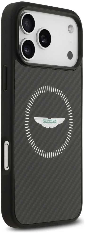 Dėklas Aston Martin HC Kevlar Counter Design MagSafe skirtas Apple iPhone 17 Pro Max juodos spalvos