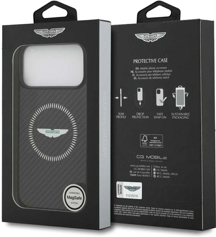 Dėklas Aston Martin HC Kevlar Counter Design MagSafe skirtas Apple iPhone 17 Pro Max juodos spalvos