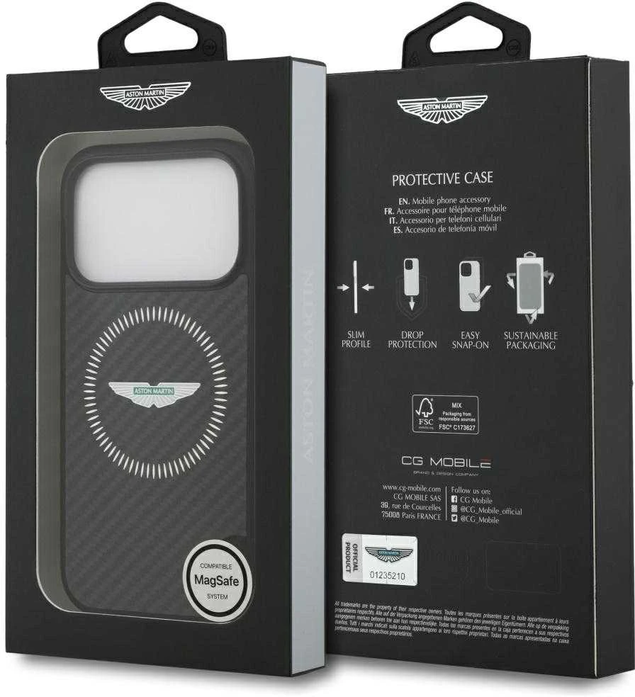 Dėklas Aston Martin HC Kevlar Counter Design MagSafe skirtas Apple iPhone 17 Pro juodos spalvos