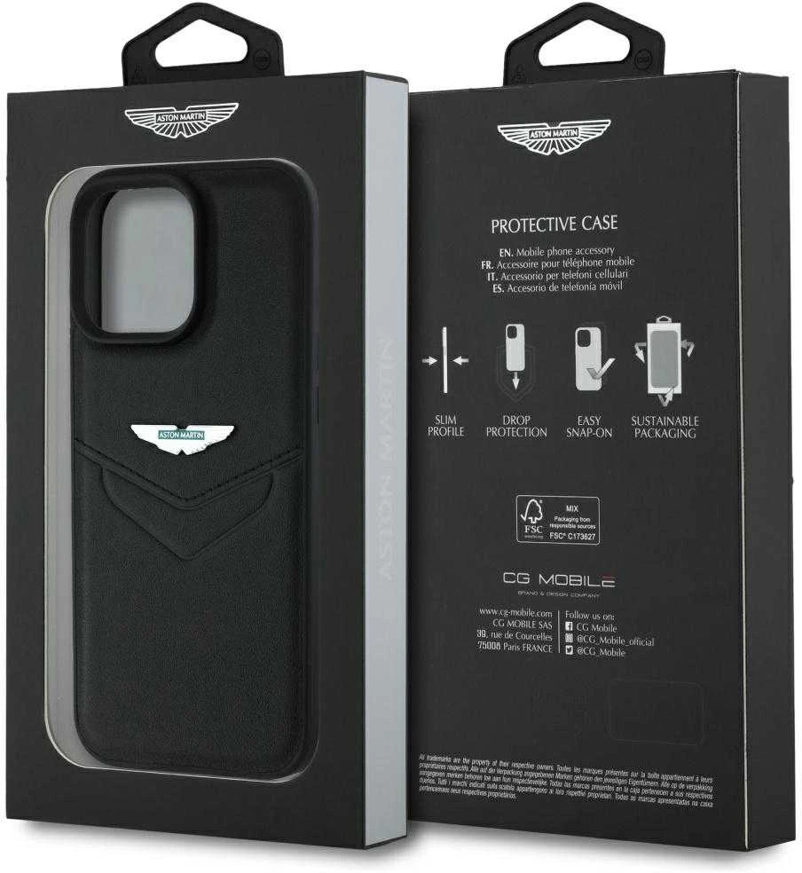 Dėklas Aston Martin HC Leather Victory Design Apple iPhone 16 Pro Max juodos spalvos