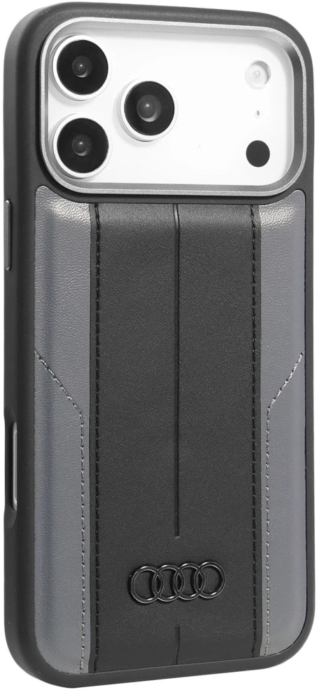 Dėklas Audi A6 Synthetic Leather MagSafe Apple iPhone 17 Pro Max juodos spalvos