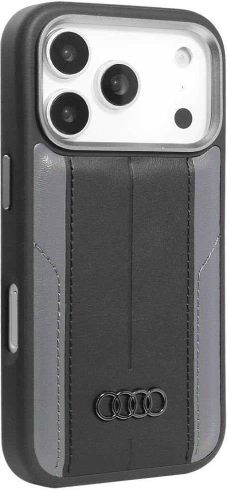 Dėklas Audi A6 Synthetic Leather MagSafe Apple iPhone 17 Pro juodos spalvos