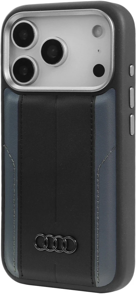 Dėklas Audi A6 Synthetic Leather MagSafe Apple iPhone 17 Pro juodos spalvos