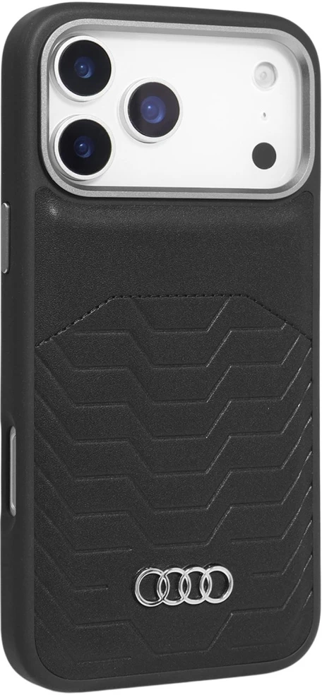 Dėklas Audi GT Synthetic Leather MagSafe Apple iPhone 17 Pro juodos spalvos