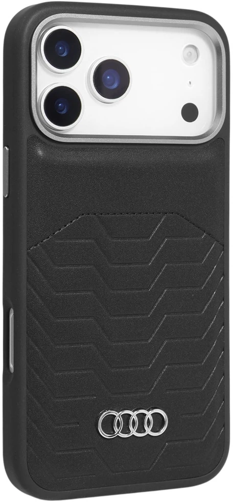 Dėklas Audi GT Synthetic Leather MagSafe Apple iPhone 17 Pro Max juodos spalvos