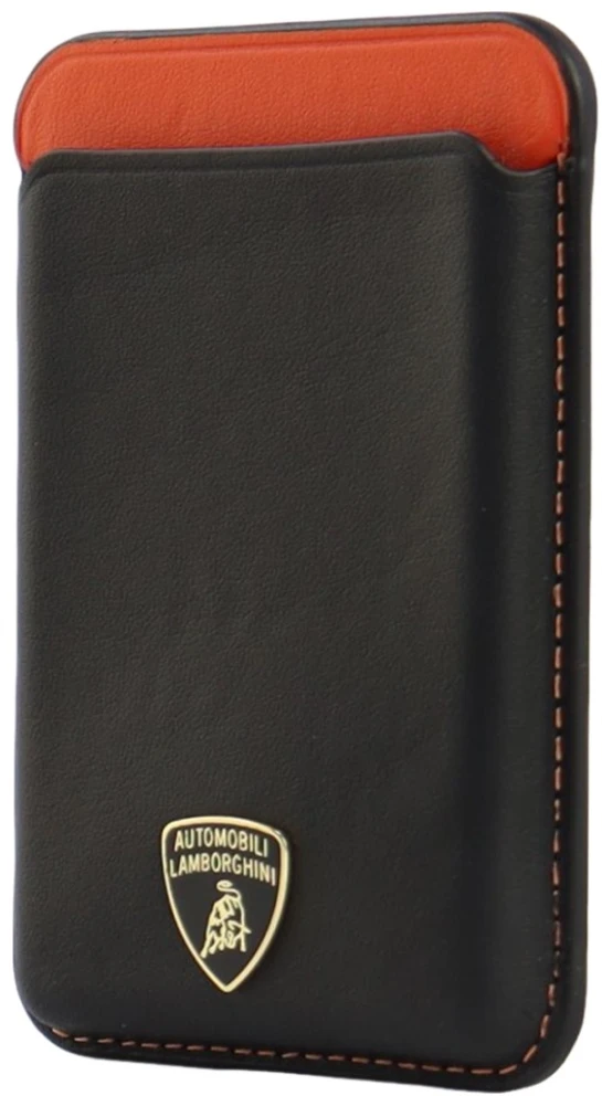 Audi Lamborghini Urus D8 Genuine Leather MagSafe Magnetic Phone Wallet - Juodas and Raudona
