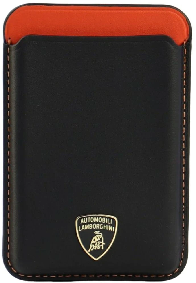 Audi Lamborghini Urus D8 Genuine Leather MagSafe Magnetic Phone Wallet - Juodas and Raudona
