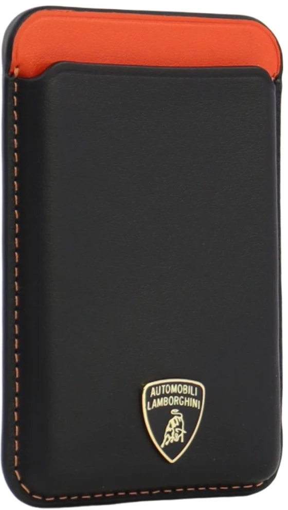 Audi Lamborghini Urus D8 Genuine Leather MagSafe Magnetic Phone Wallet - Juodas and Raudona