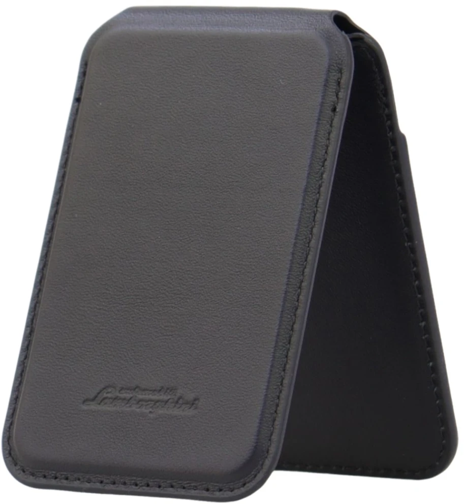 Dėklas Audi Lamborghini D1 Genuine Leather MagSafe Phone Wallet - Juodas and Žalias
