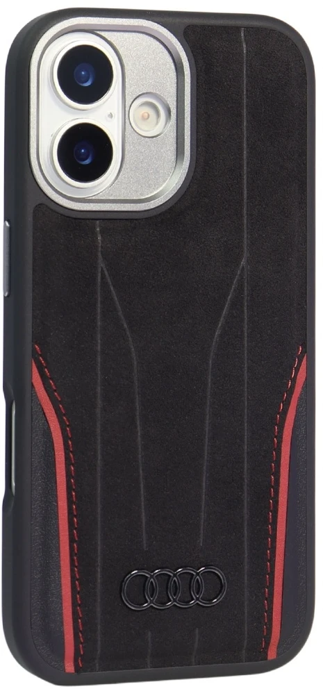 Dėklas Audi R8 Genuine Leather MagSafe for Apple iPhone 17 juodos spalvos-red