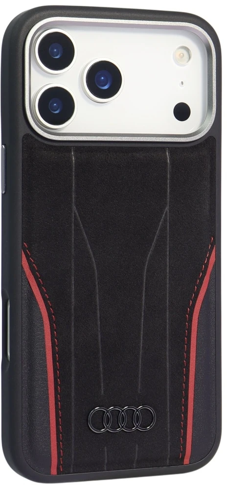 Dėklas Audi R8 Genuine Leather MagSafe Apple iPhone 17 Pro juodos spalvos-red