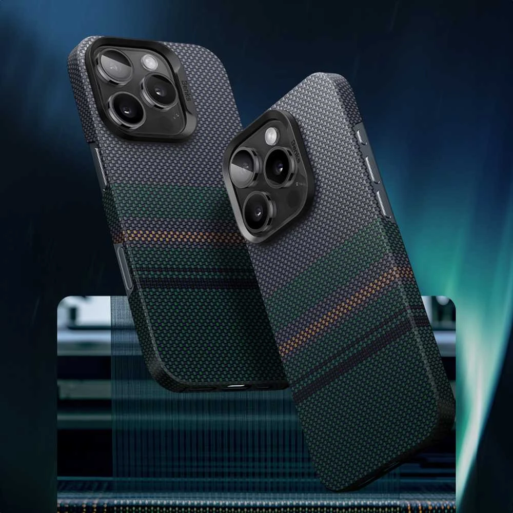 „Benks Magnetic Armor Air Aurora Kevlar 600D“ dėklas (SA65), skirtas Apple iPhone 16 Pro telefonui.