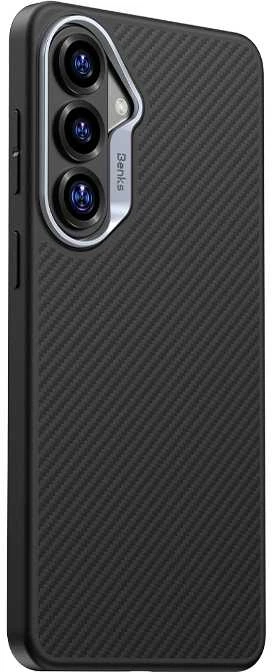 Benks Magnetic Armor Pro Kevlar metalinio rėmelio dėklas 600D (G048), skirtas Samsung Galaxy S26 juodas