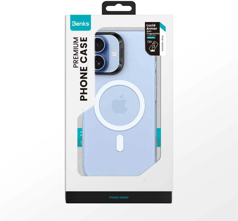 Dėklas Benks Magnetic Lucid Armor Case (C067) skirtas Apple iPhone 17 mėlynos spalvos (Camera Control Button)