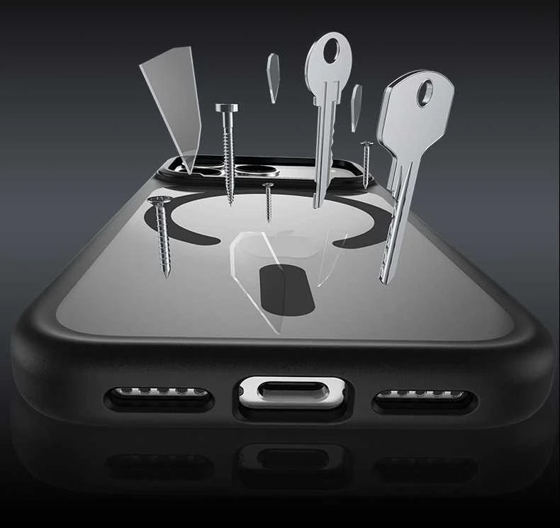 Dėklas Benks Magnetic Mist Case Metal Frame (K069) skirtas iPhone 17 Pro juodos spalvos (Camera Control Button)