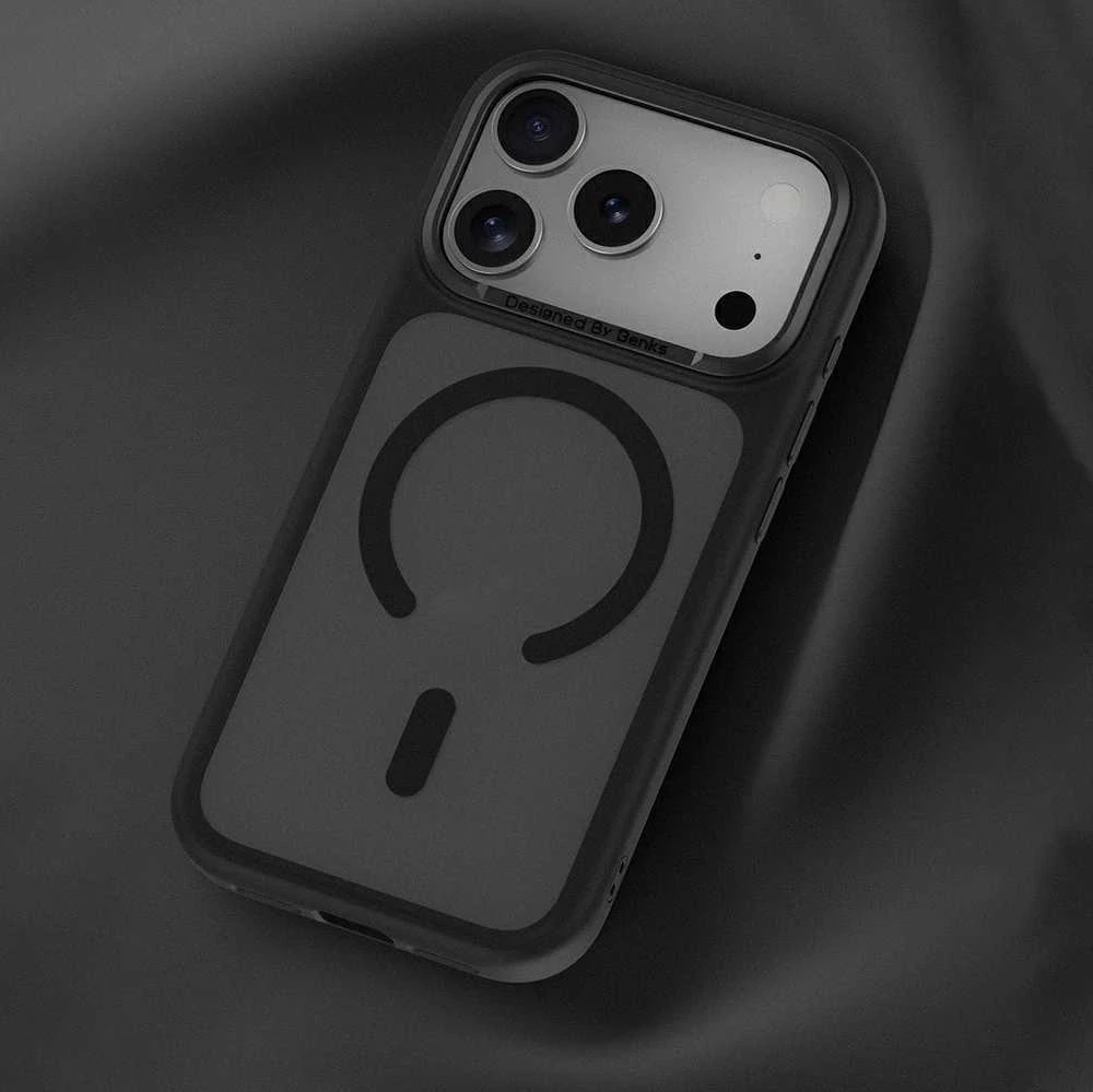 Dėklas Benks Magnetic Mist Case Metal Frame (K069) skirtas iPhone 17 Pro juodos spalvos (Camera Control Button)