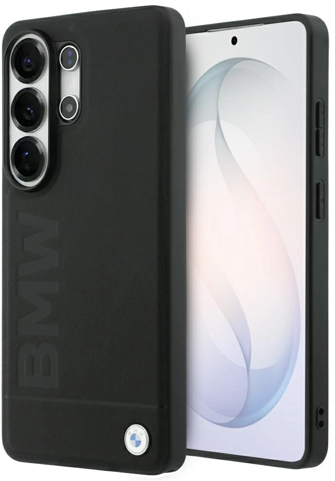 Dėklas BMW Leather Hot Stamp MagSafe Samsung Galaxy S26 Ultra juodos spalvos
