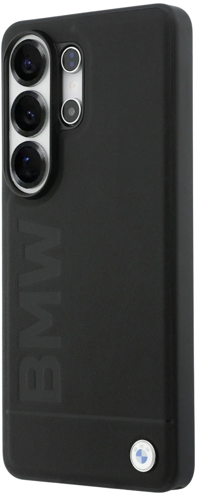 Dėklas BMW Leather Hot Stamp MagSafe Samsung Galaxy S26 Ultra juodos spalvos