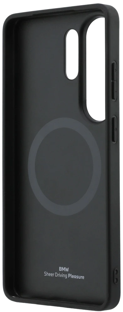 Dėklas BMW Leather Hot Stamp MagSafe Samsung Galaxy S26 Ultra juodos spalvos