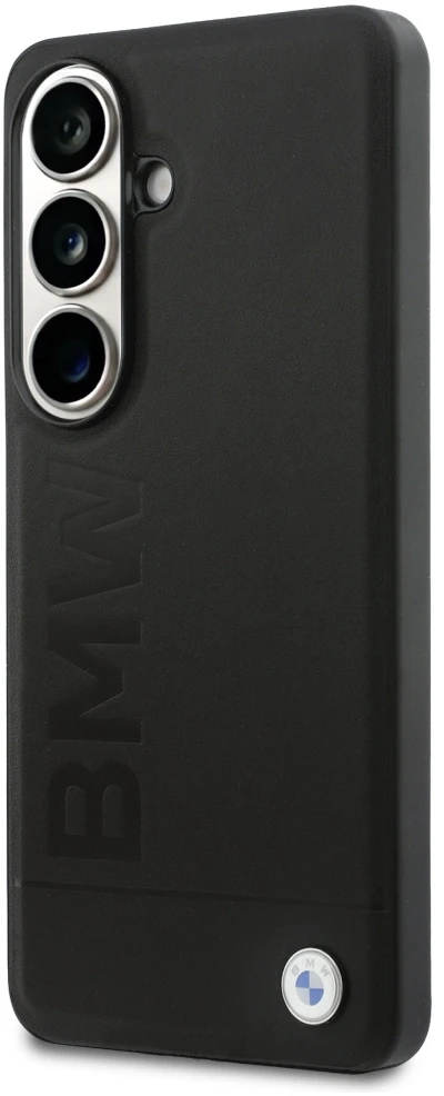 Dėklas BMW Leather Hot Stamp MagSafe Samsung Galaxy S26 juodos spalvos