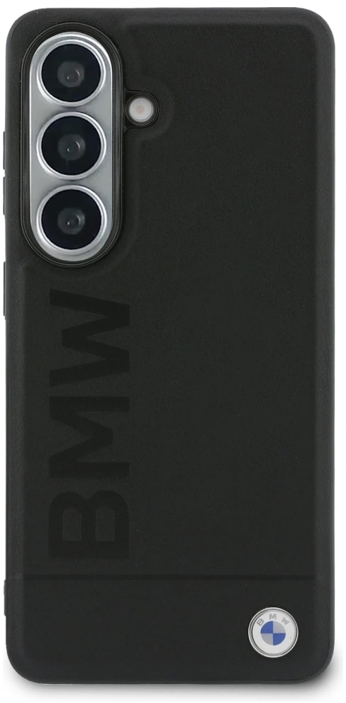 Dėklas BMW Leather Hot Stamp MagSafe Samsung Galaxy S26 juodos spalvos