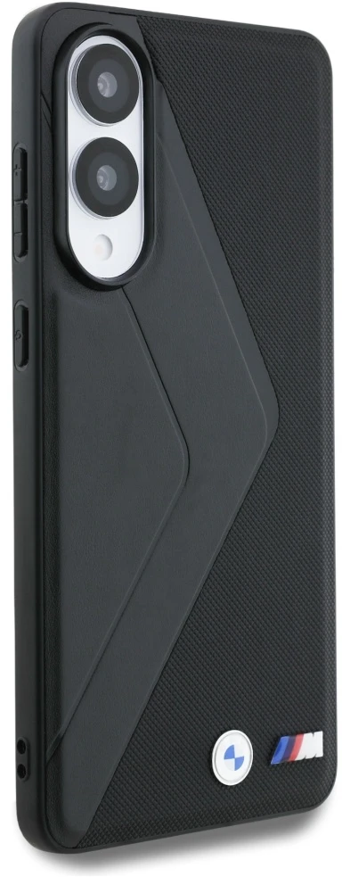 Dėklas BMW Leather Oversized Stripes MagSafe Samsung Galaxy S25 Edge juodos spalvos