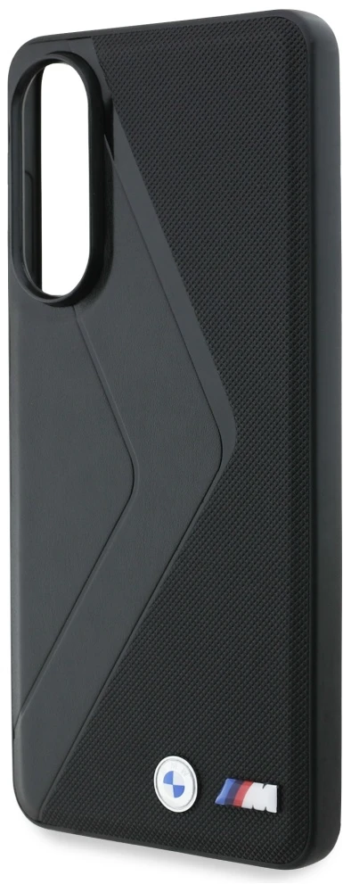Dėklas BMW Leather Oversized Stripes MagSafe Samsung Galaxy S25 Edge juodos spalvos