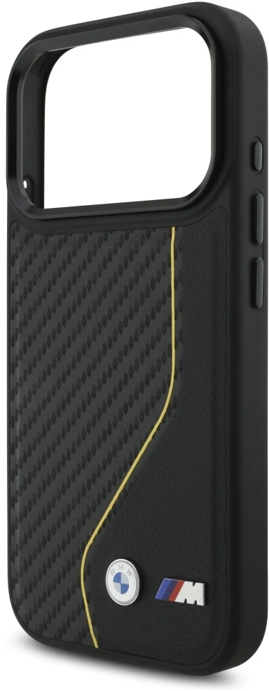 Dėklas BMW M Carbon Line ir MagSafe logotipas Apple iPhone 17 Pro, geltonas