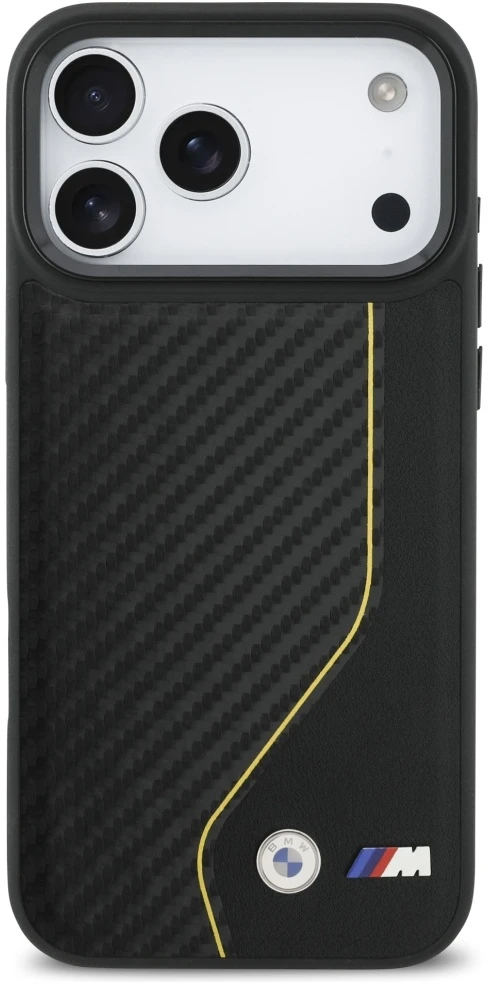 Dėklas BMW M Carbon Line & Logo MagSafe Apple iPhone 17 Pro Max geltonas