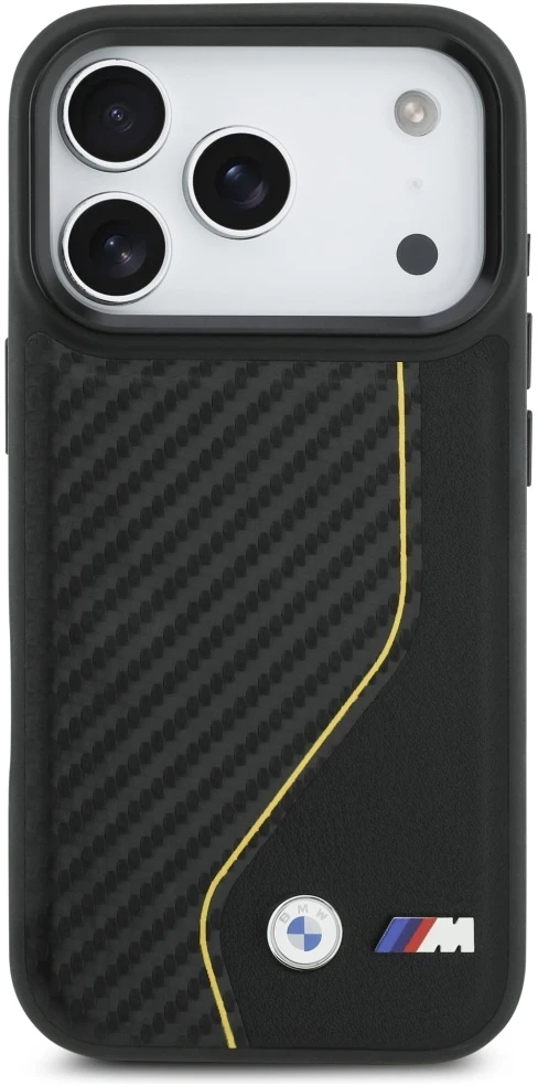 Dėklas BMW M Carbon Line ir MagSafe logotipas Apple iPhone 17 Pro, geltonas
