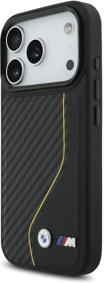 Dėklas BMW M Carbon Line ir MagSafe logotipas Apple iPhone 17 Pro, geltonas