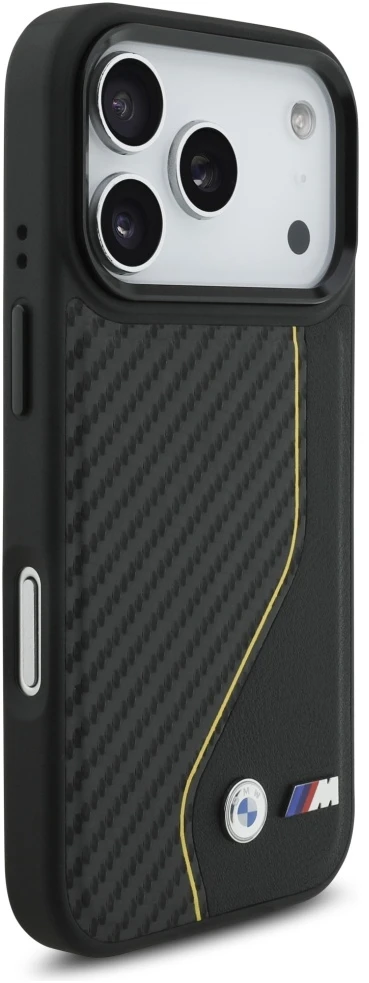 Dėklas BMW M Carbon Line ir MagSafe logotipas Apple iPhone 17 Pro, geltonas