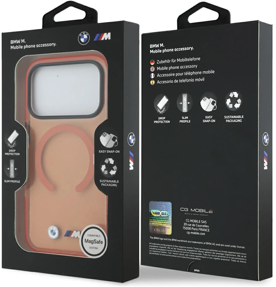 Dėklas BMW M IML Metal Logos MagSafe Case for iPhone 17 Pro Max - Pro Oranžinis