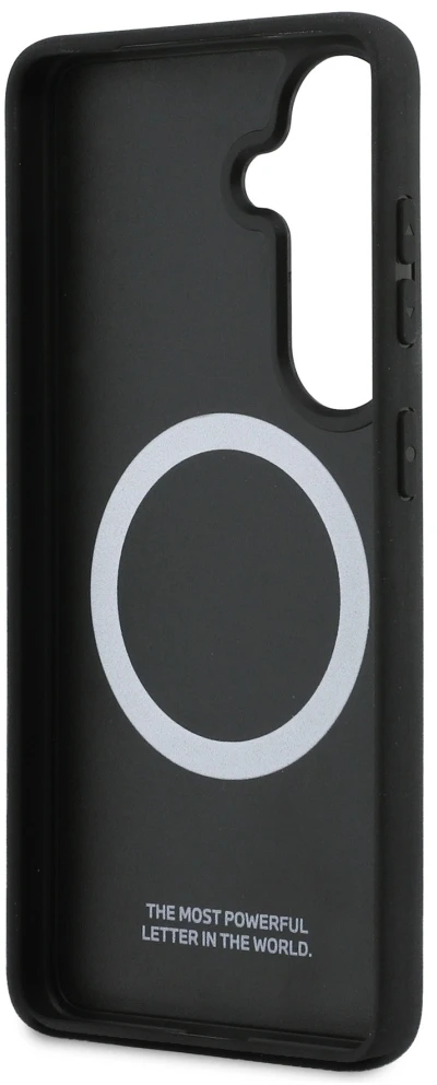 Dėklas BMW M Kevlar Logo MagSafe for Samsung Galaxy S26 juodos spalvos