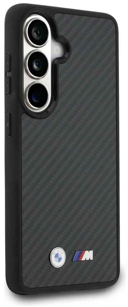 Dėklas BMW M Kevlar Logo MagSafe for Samsung Galaxy S26 juodos spalvos