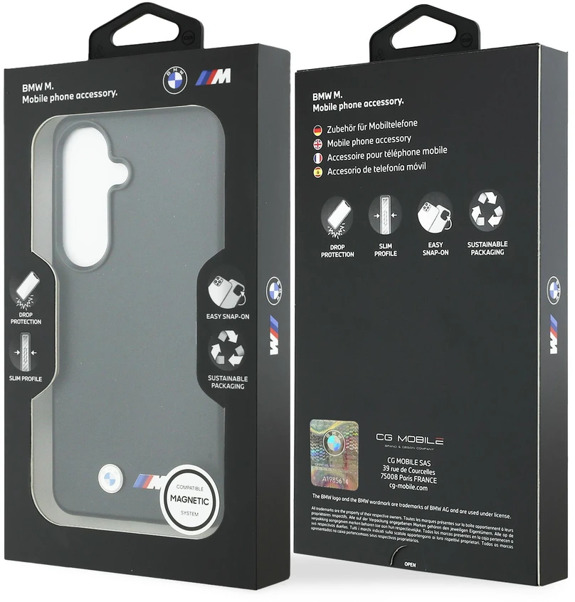 Dėklas BMW M Metal Logo MagSafe Samsung Galaxy S26 juodos spalvos