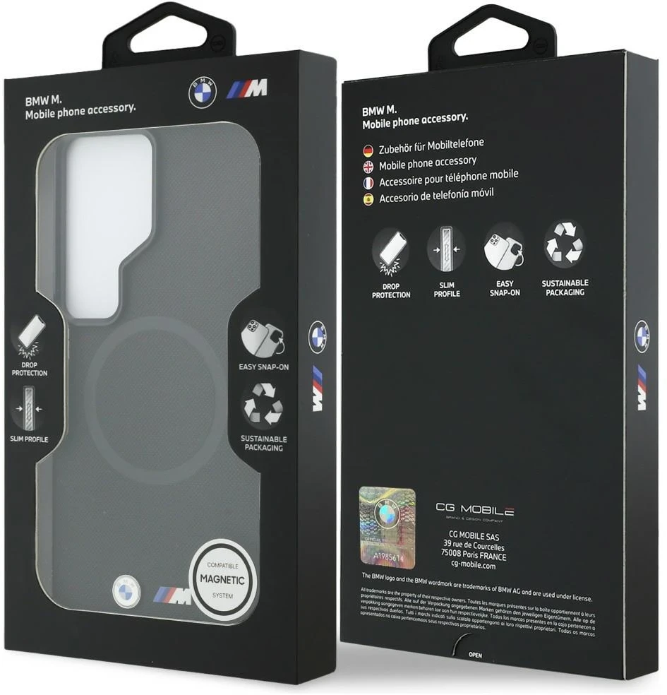 Dėklas BMW M Metal Logo MagSafe Samsung Galaxy S26 Ultra juodos spalvos