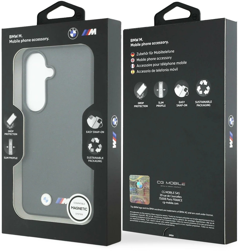 Dėklas BMW M Metal Logo MagSafe Samsung Galaxy S26+ juodos spalvos