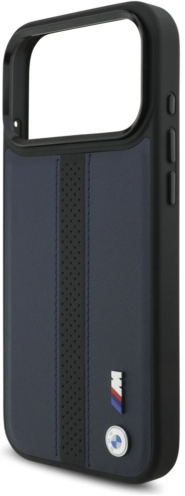 Dėklas BMW M Perforated Stripe Logo MagSafe Apple iPhone 17 Pro Max navy mėlynas