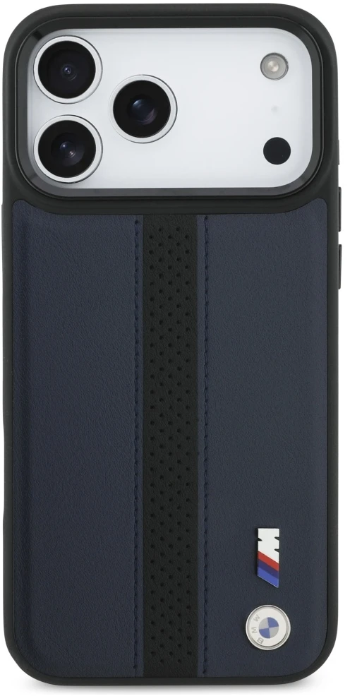 Dėklas BMW M Perforated Stripe Logo MagSafe Apple iPhone 17 Pro Max navy mėlynas