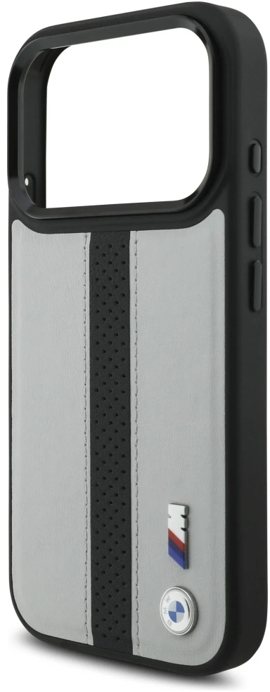 Dėklas BMW M Perforated Stripe Logo MagSafe Apple iPhone 17 Pro pilka